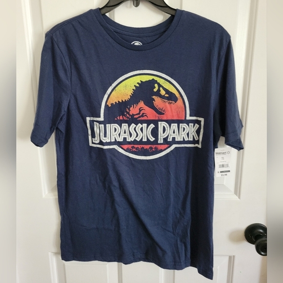 NWT Jurassic Park Navy Blue Boys Short Sleeve Tee Size XXL (18) - Picture 1 of 5
